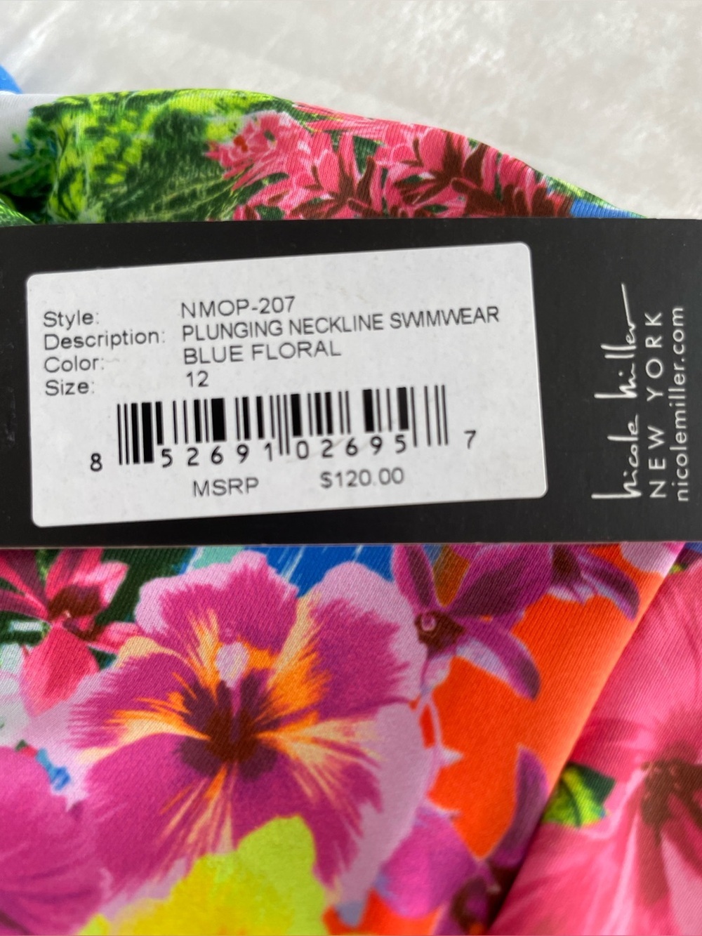 Nicole Miller New York Sz 12 Plunging Neckline One-Piece Swimsuit Hawaiian NWT - Picture 8 of 17